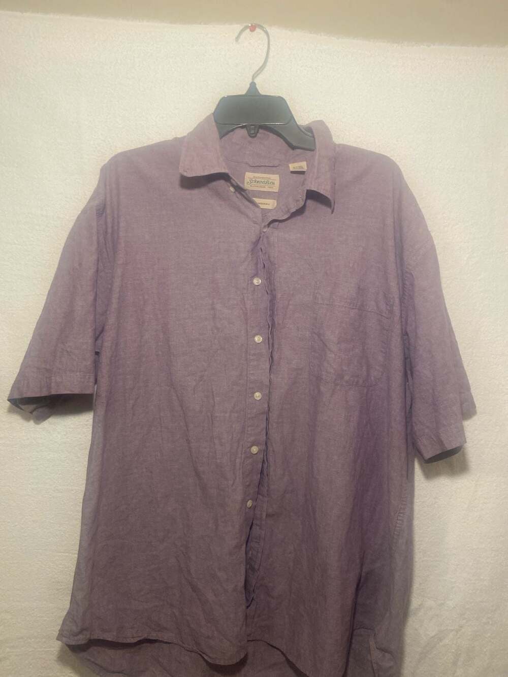 St. John's Bay Men's Purple Short Sleeve Chambray Shirt Size XLT